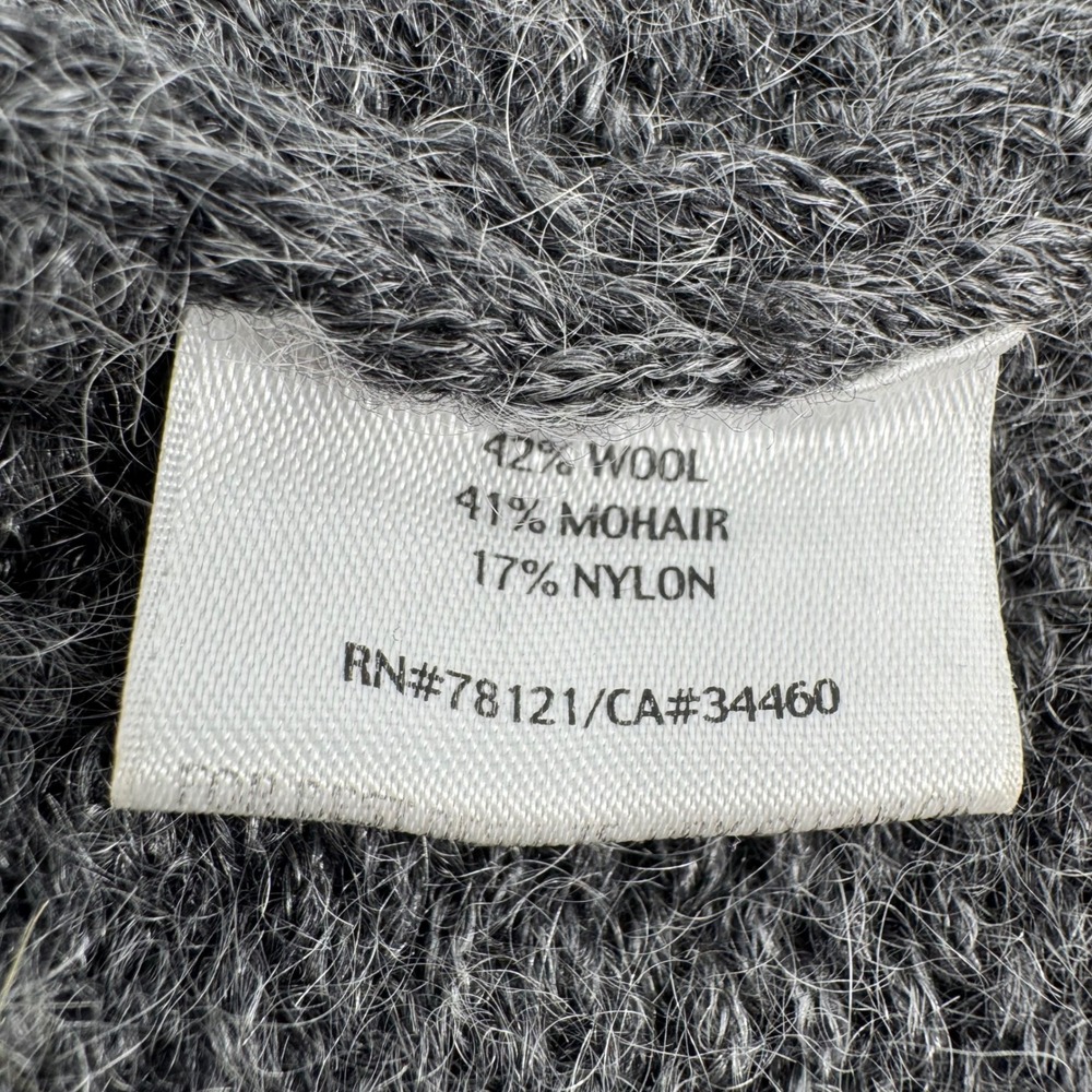 Eileen Fisher Sweater Womens Medium Gray Italian Yarn  Wool Mohair Textured Knit - Picture 9 of 11